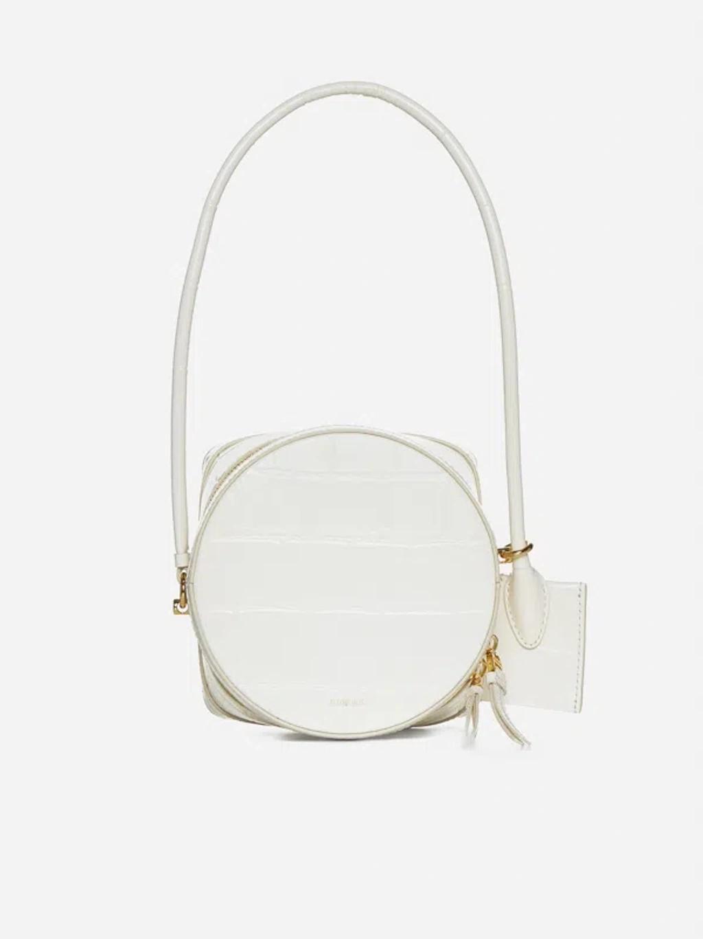 JACQUEMUS Logo Detailed Embossed Shoulder Bag In Light Ivory Product Image