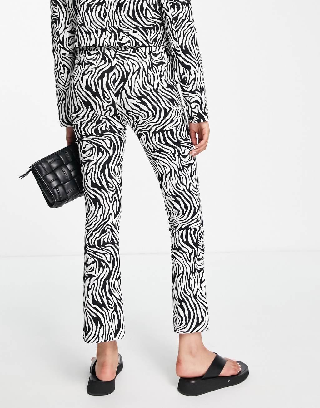 Topshop Tailored stretchy pants in zebra print - part of a set Product Image