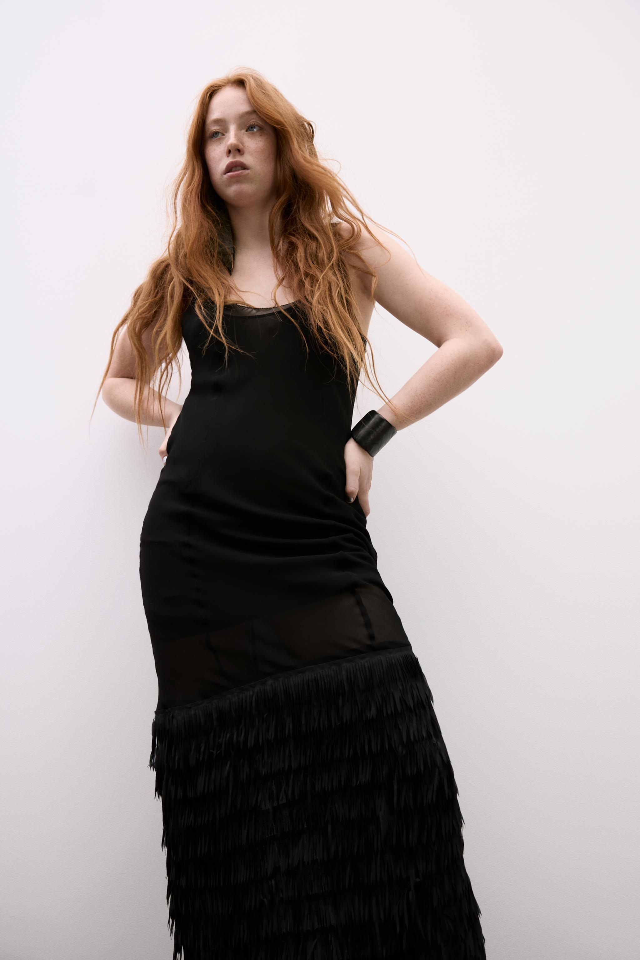 STRAPPY FRINGED DRESS Product Image