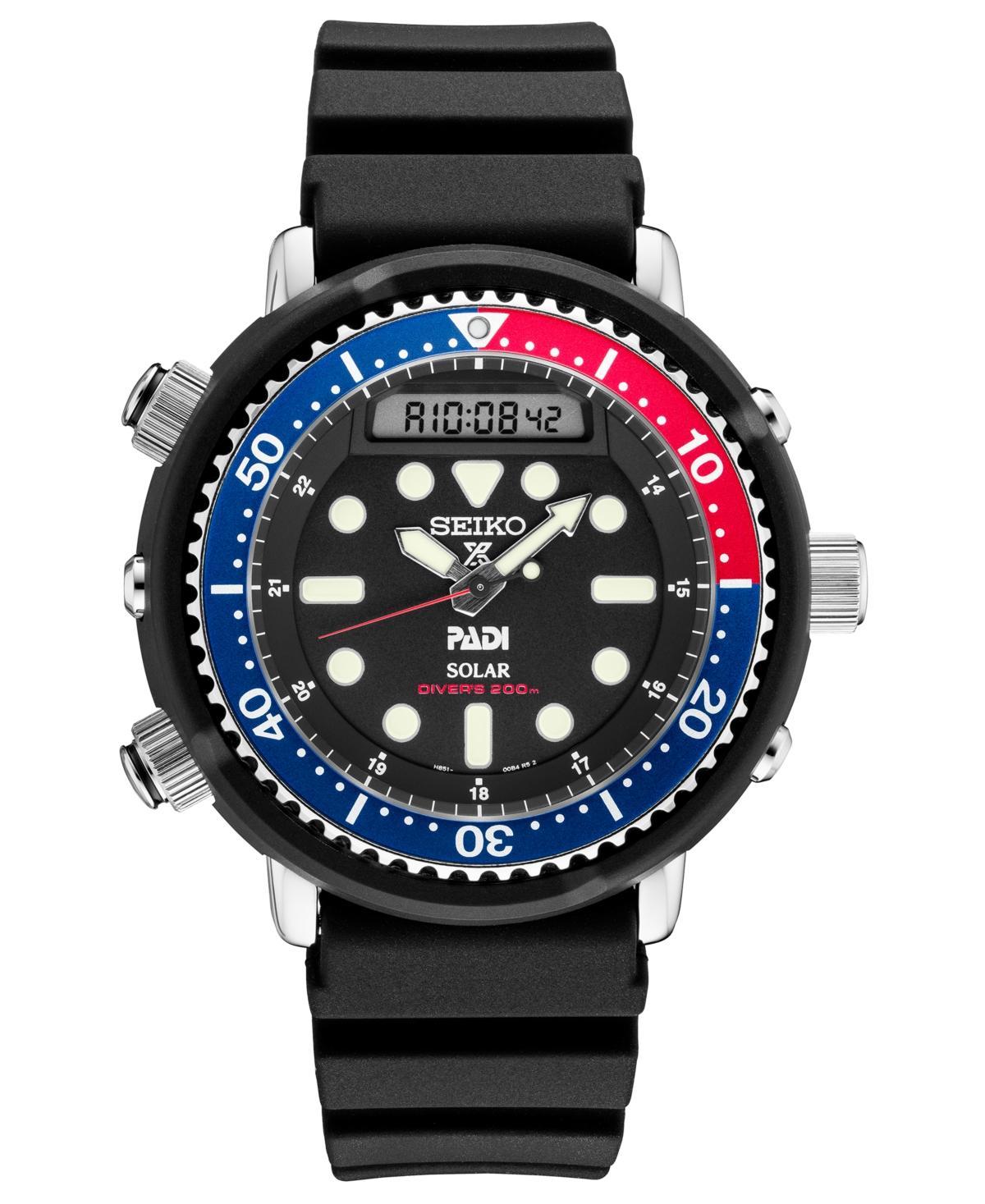 Seiko Mens Prospex Solar Hybrid Diver Black Silicone Strap Watch Product Image