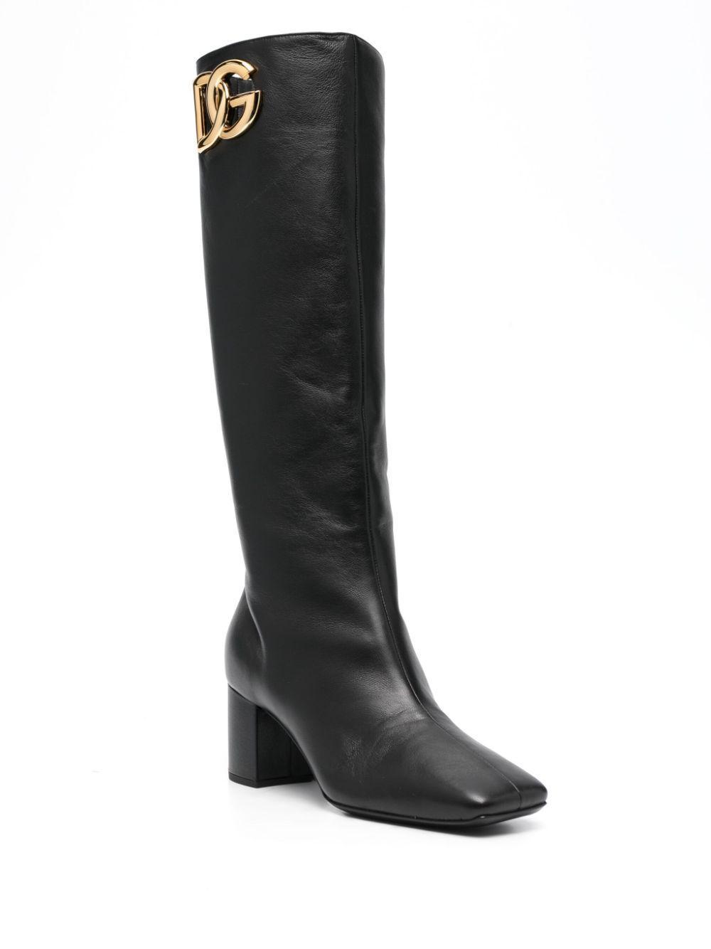 Jackie 60mm logo-plaque leather boots Product Image