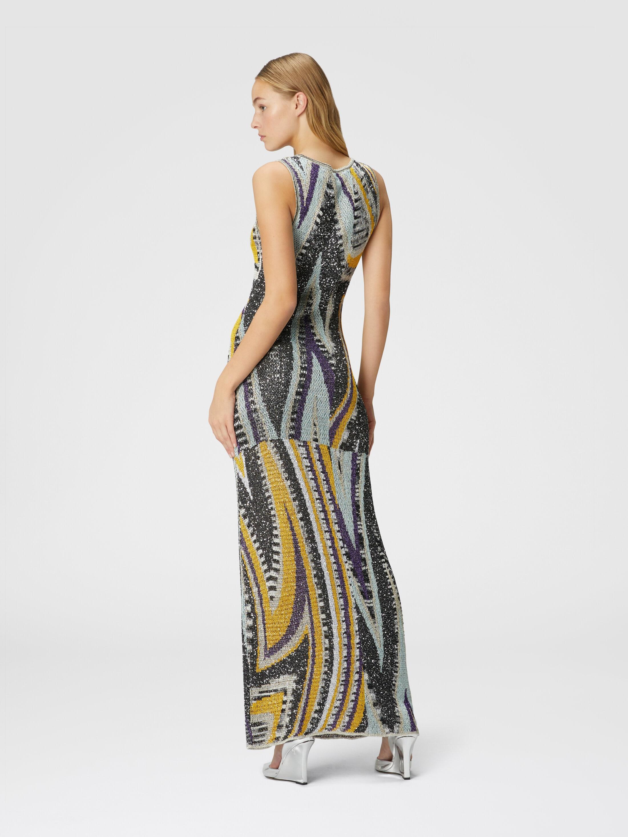 Long sleeveless dress in viscose blend zig zag lamé Product Image