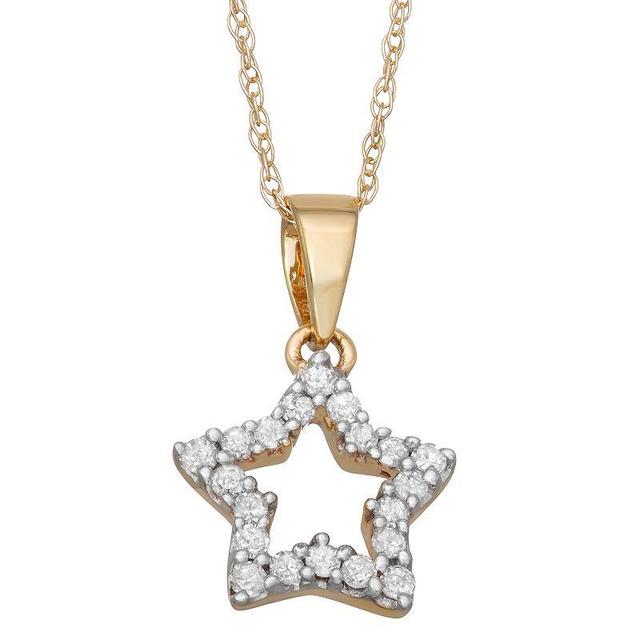 10k Gold White 1/6 Carat T.W. Diamond Star Pendant, Womens Product Image