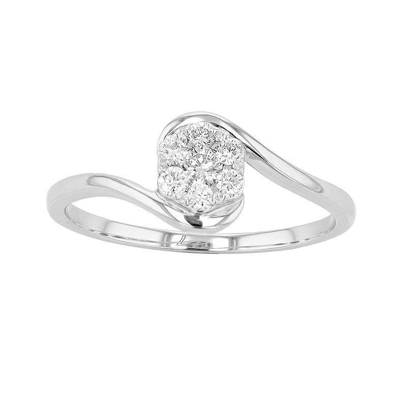 Ava Blue 14k White Gold 1/5 Carat T.W. Diamond Swirl Ring, Womens 14k Whgold Product Image