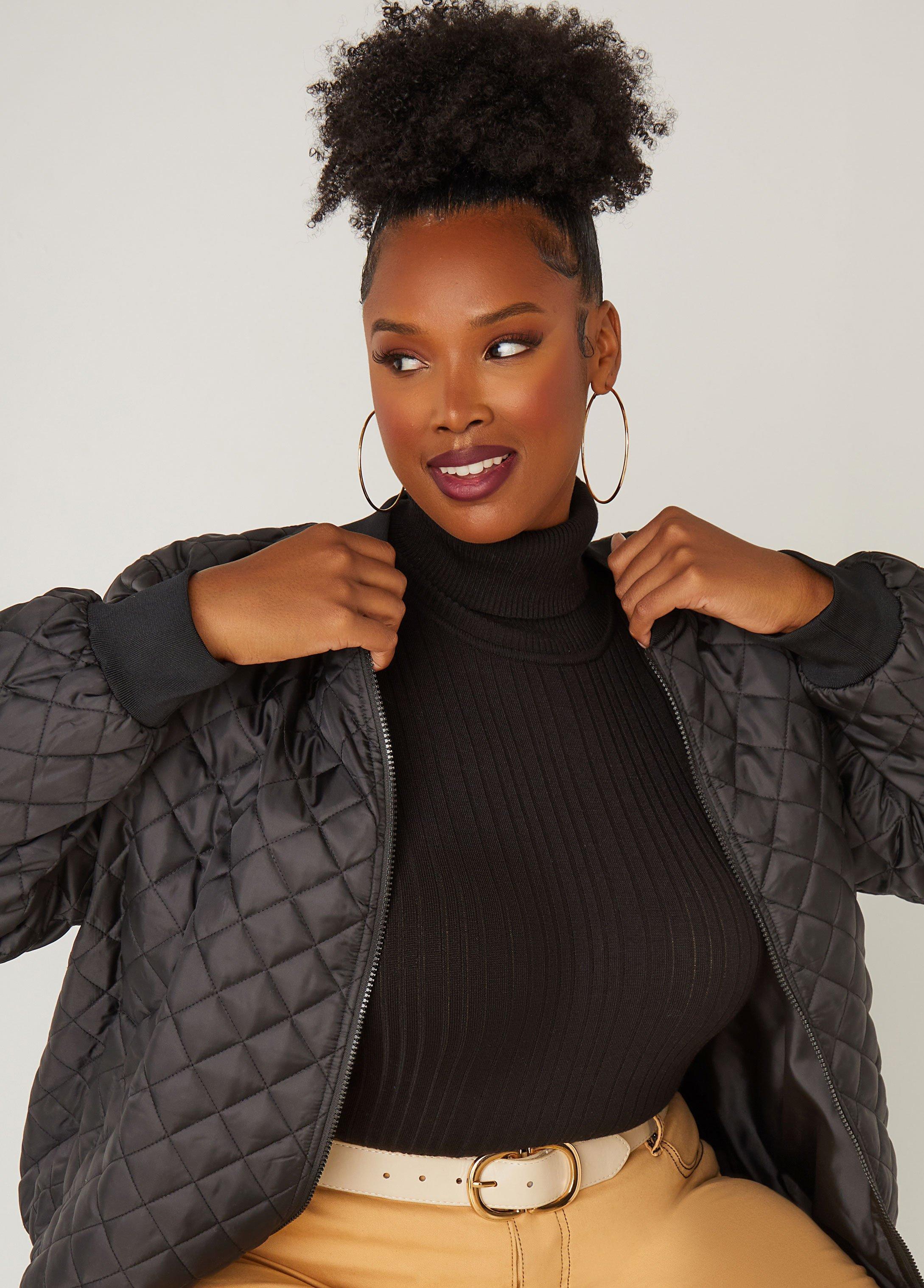 Plus Size Classic Quilted Bomber Jacket Ashley Stewart Product Image