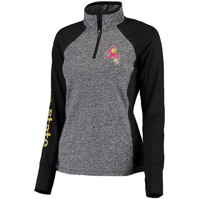 Womens Gray/Black Arizona State Sun Devils Finalist Quarter-Zip Pullover Jacket Product Image