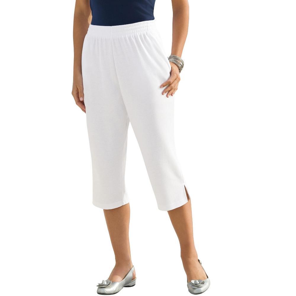 Roaman's Women's Plus Size Petite Soft Knit Capri Pant - S, White Product Image