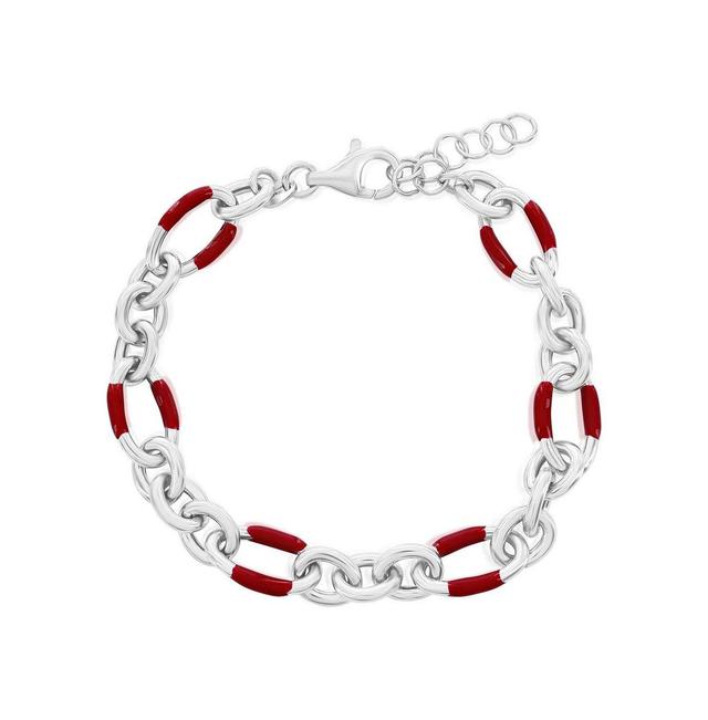 Argento Bella Sterling Silver Red Lava Enamel Bracelet, Womens Product Image