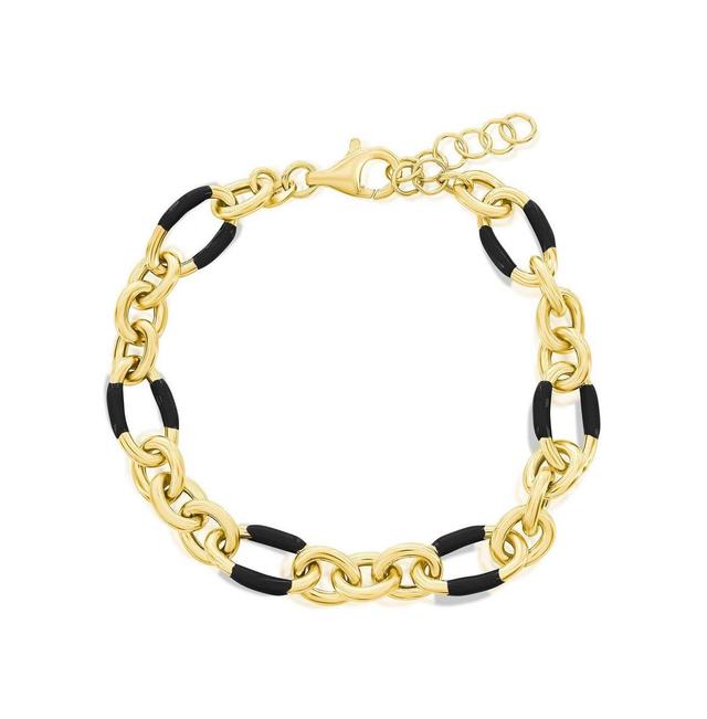 Argento Bella Gold Over Silver Enamel Chain Bracelet, Womens Pink Product Image