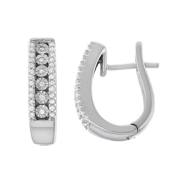 Sterling Silver 1/5 Carat T.W. Diamond U Hoop Earrings, Womens, White Product Image