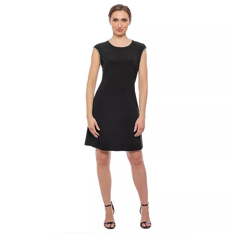 Womens Tash + Sophie Extended Shoulder Pearl Trim Dress Product Image