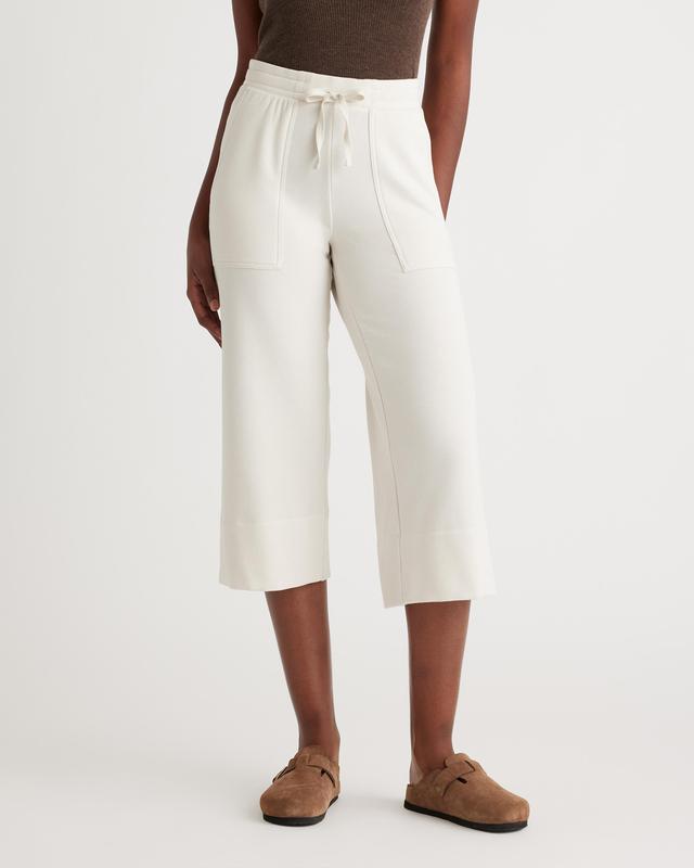 Womens SuperSoft Fleece Wide Leg Pants in Off-White, Size Medium, Lenzing Modal by Quince Product Image