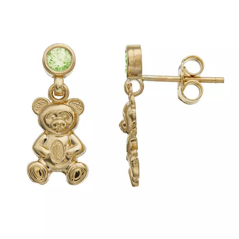 Kristen Kesho 10k Gold Lab-Created Gemstone Birthstone Bear Dangle Earrings, Womens, Aug Product Image