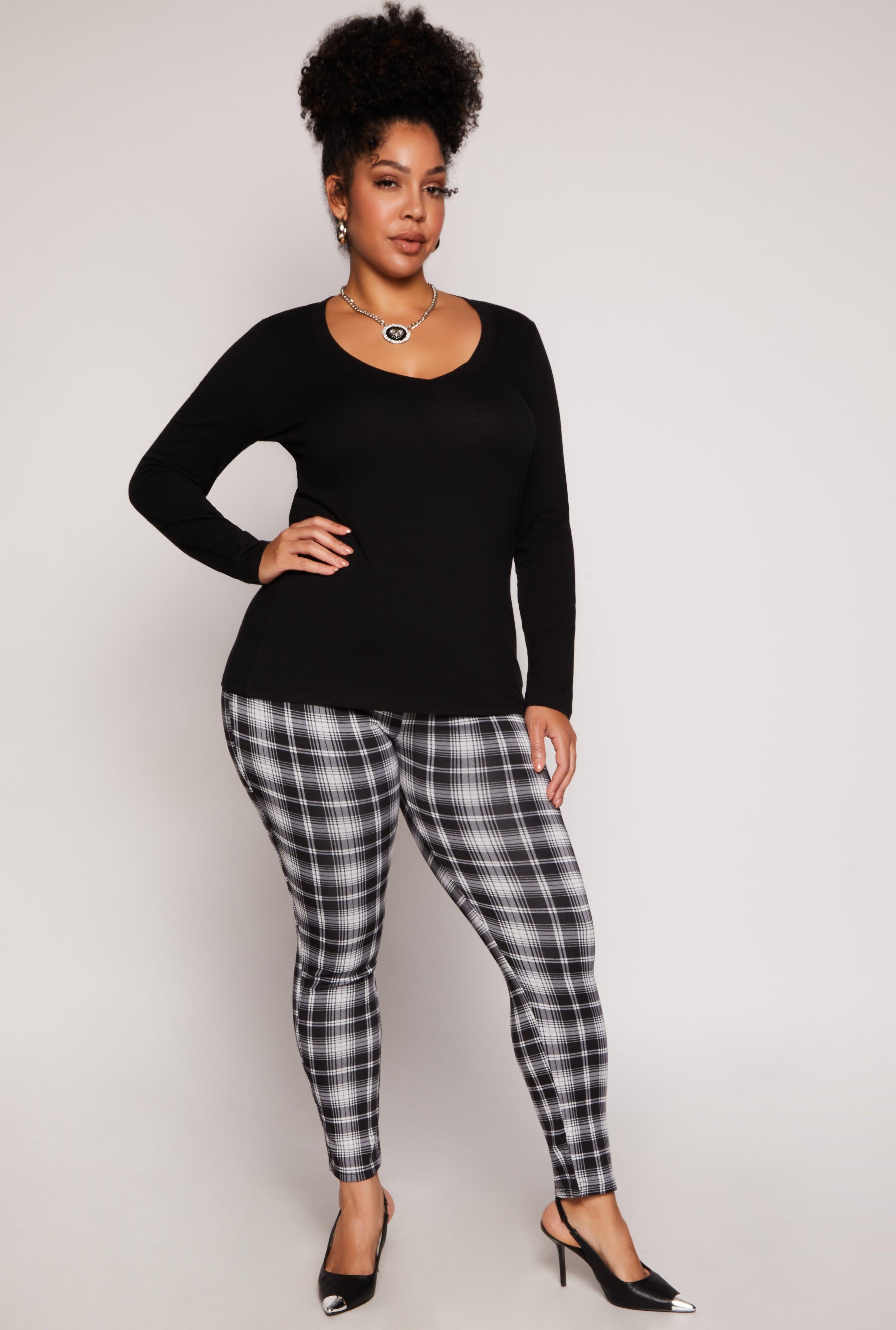 Womens Plus Size High Waist Plaid Pants product image