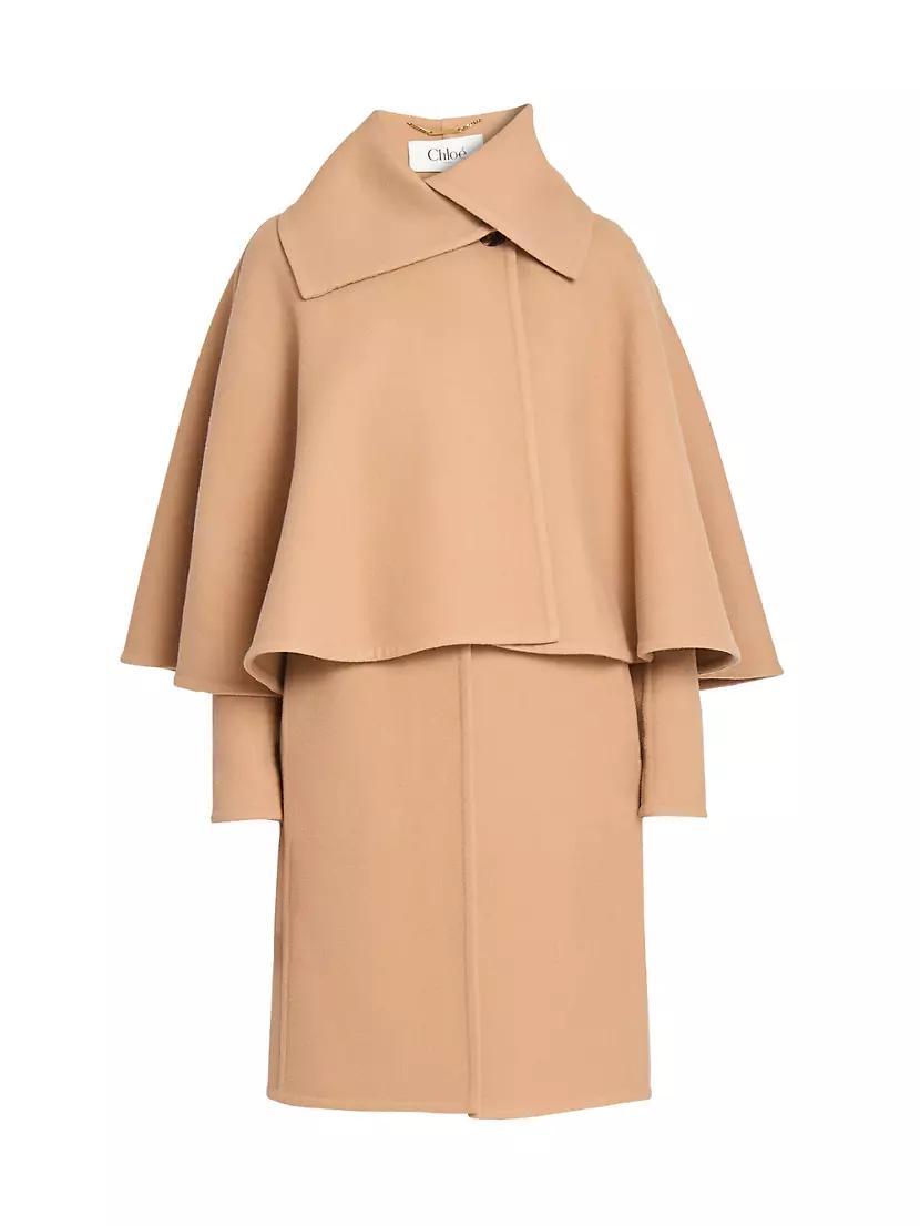 Cape-Overlay Wool & Cashmere Coat Product Image