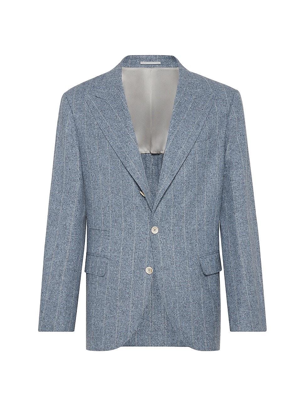 Mens Stripe Flannel Deconstructed Blazer with Large Peak Lapels Product Image