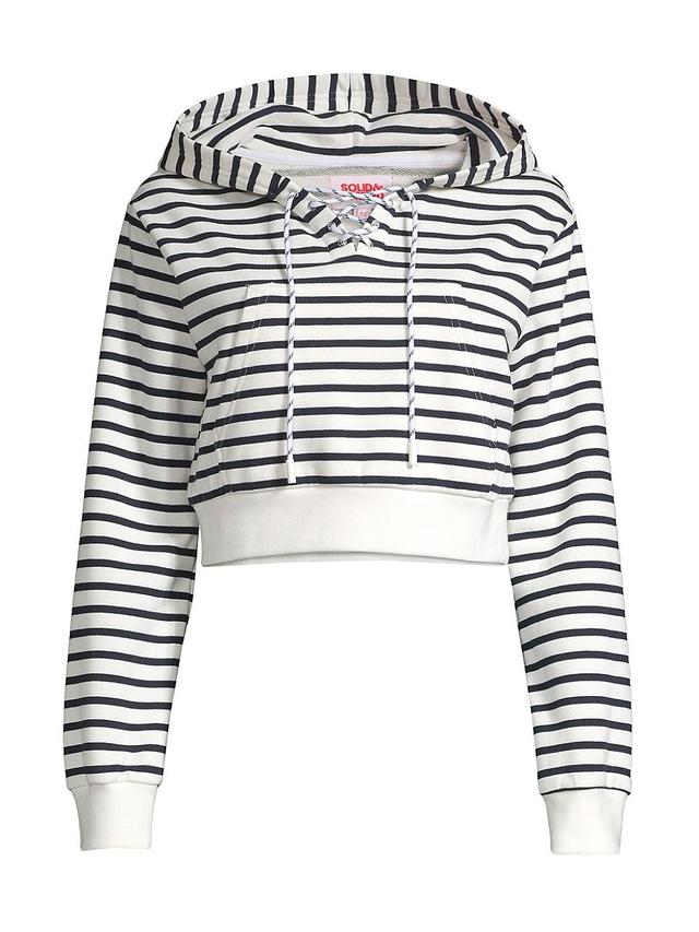 Womens The Jolie Striped Cotton Crop Hoodie Product Image