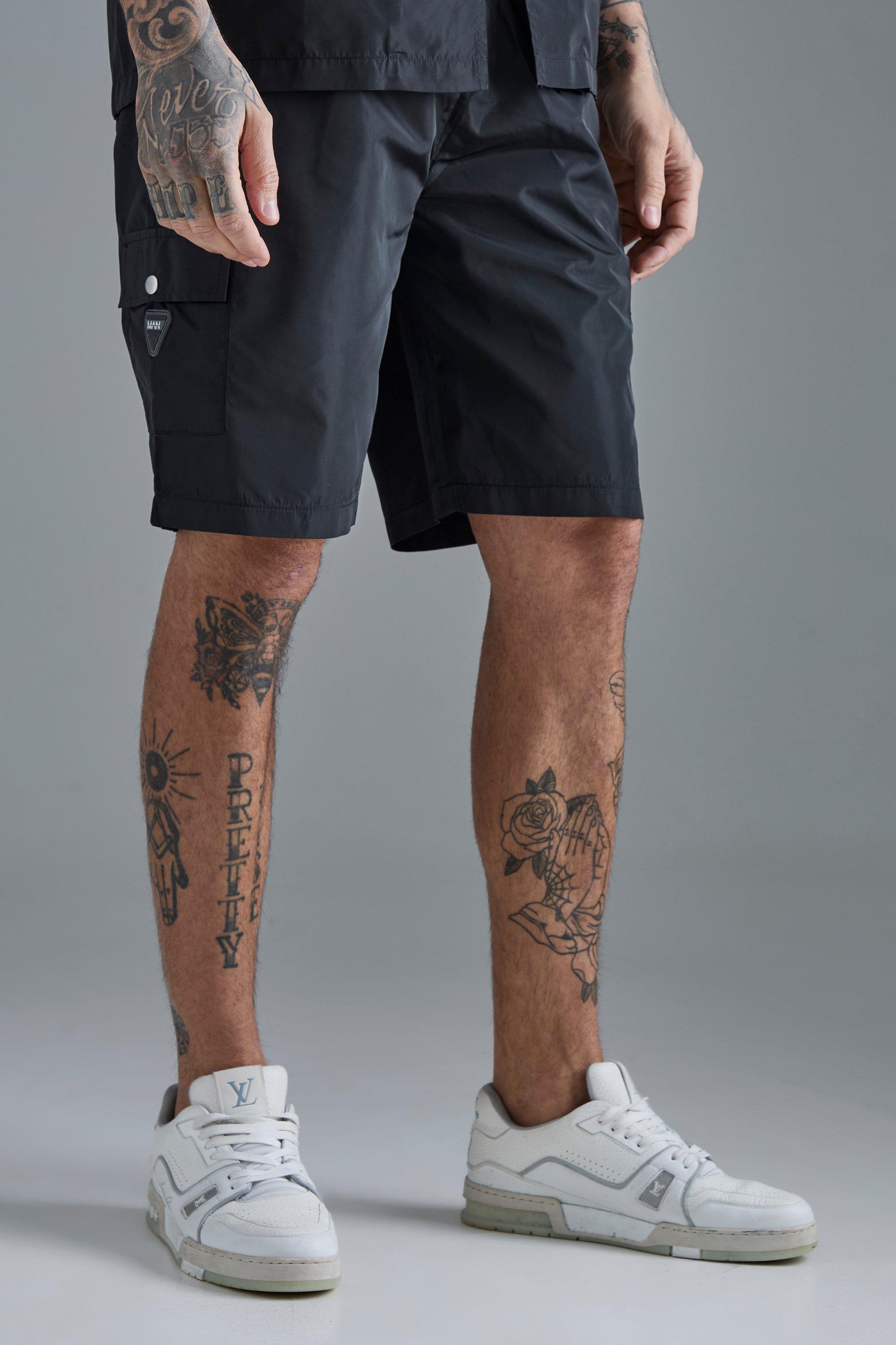 Tall Elasticated Waist Relaxed Nylon Man Cargo Short | boohooMAN USA Product Image