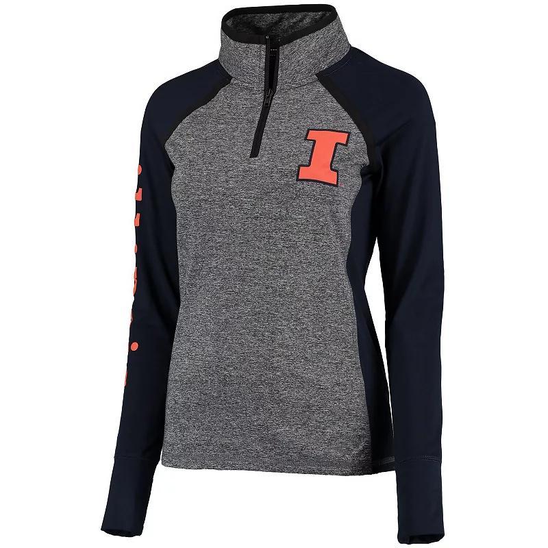 Womens Gray/Navy Illinois Fighting Illini Finalist Quarter-Zip Pullover Jacket Product Image