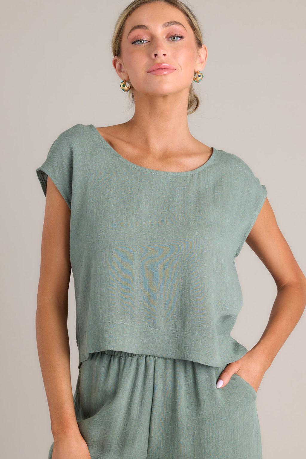 Signature Staple Sage Green Top Product Image