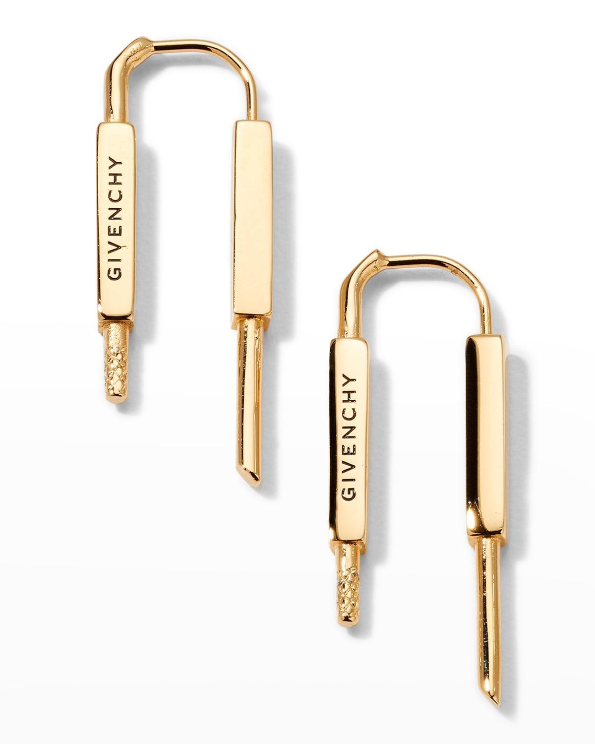 Womens U-Lock Golden Drop Earrings Product Image