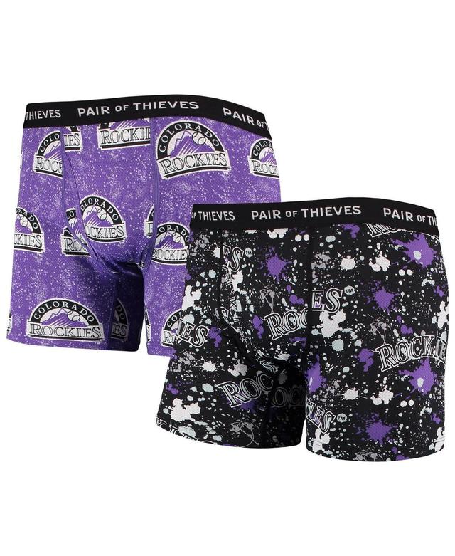 Mens Pair of Thieves Black and Purple Colorado Rockies Super Fit 2-Pack Boxer Briefs Set - Black Product Image