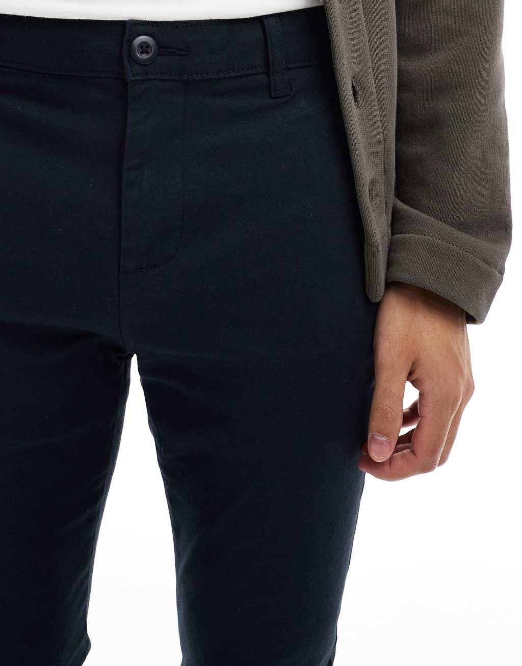 ASOS DESIGN 2 pack skinny chinos in black and navy Product Image