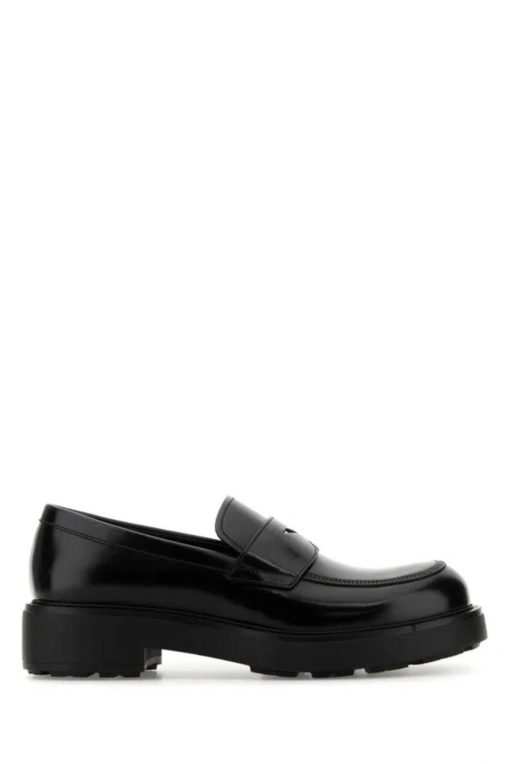 PRADA Black Leather Loafers Product Image