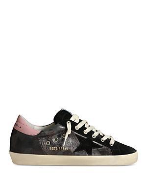 Golden Goose Womens Super-Star Almond Toe Laminated Camouflage Sneakers Product Image