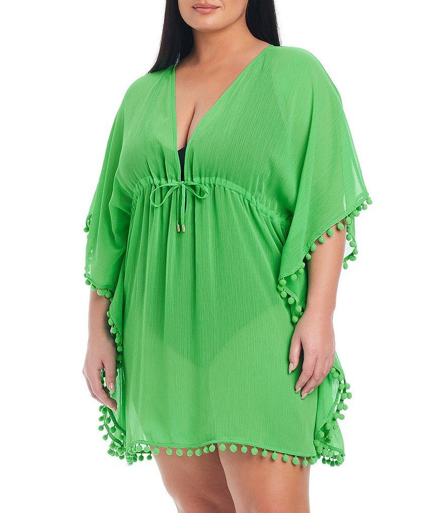 Bleu Rod Beattie Plus Size Gypset Chiffon Plunging V-Neck Caftan Swim Cover-Up Product Image