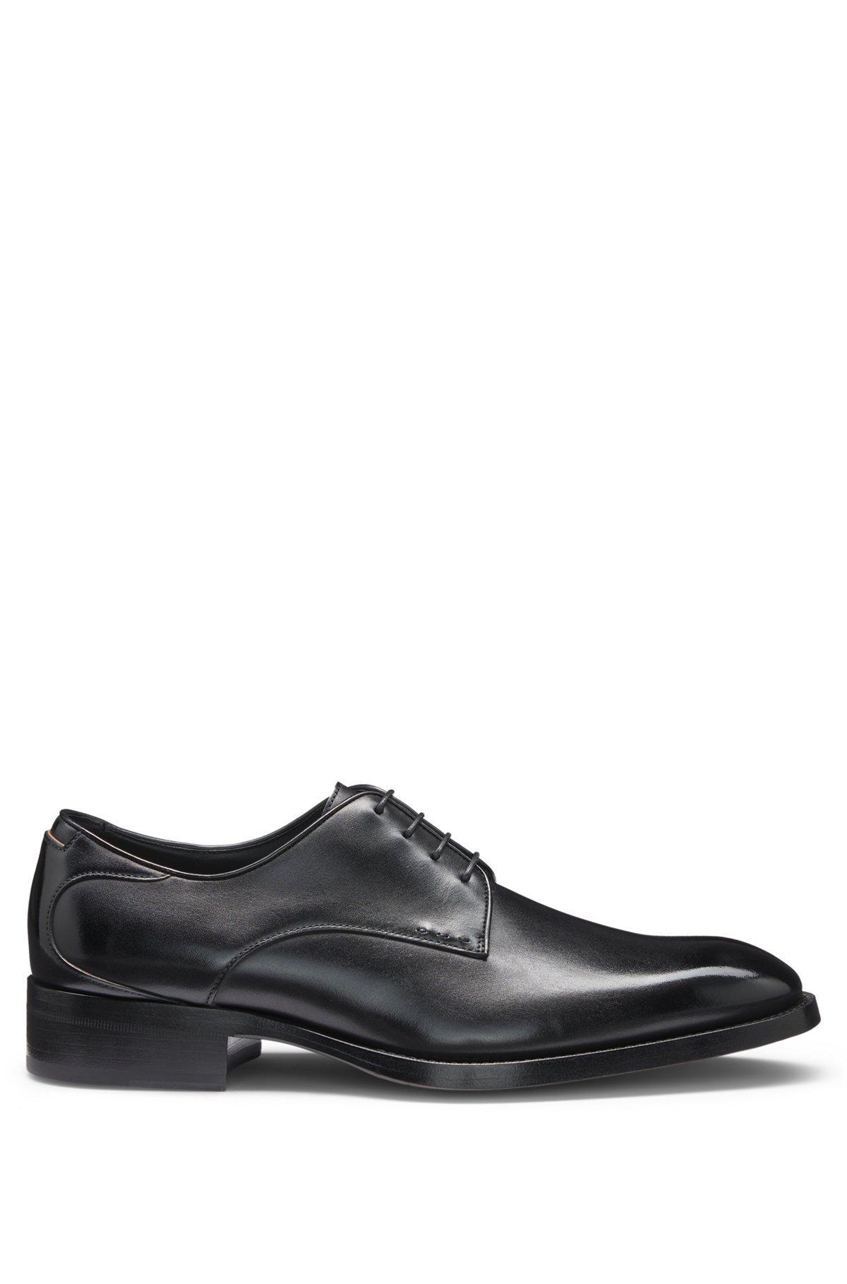 Burnished-leather Derby shoes with stitch details Product Image