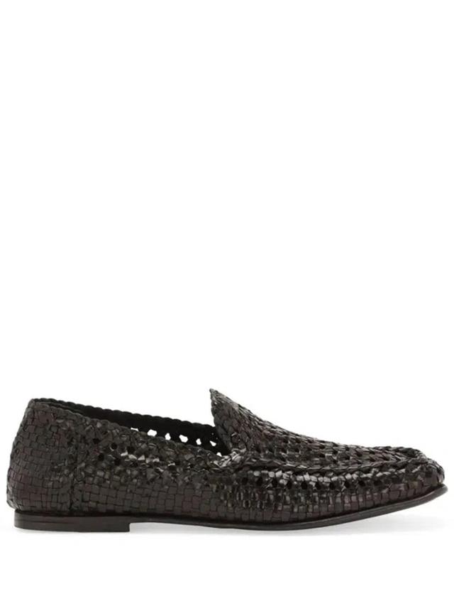 Interwoven Leather Loafers In Black Product Image