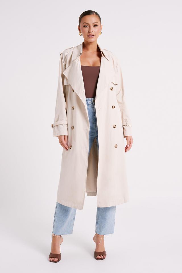 Channing Trench Coat With Belt - Cream Product Image