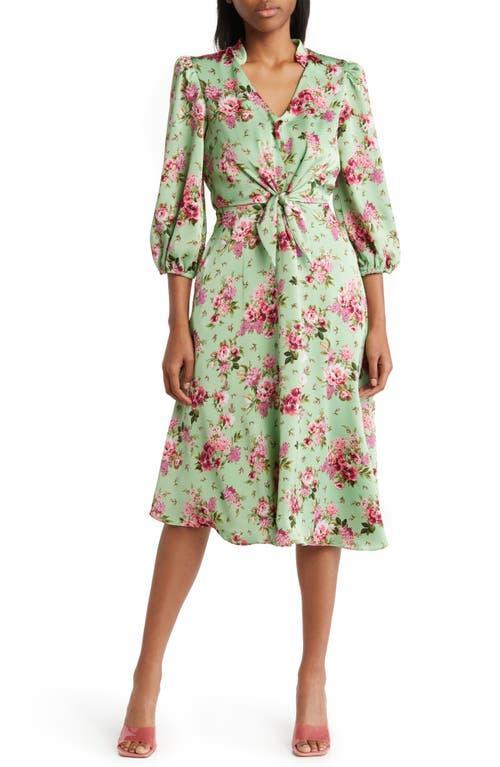 Julia Jordan Floral Print Tie Front Long Sleeve Dress Product Image