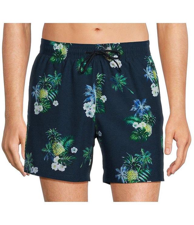 Caribbean Pineapple Tropical Palms 6#double; Inseam Swim Trunks Product Image