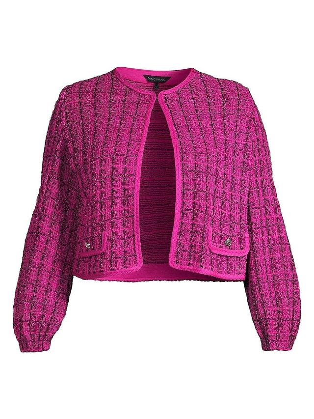 Womens Tweed Knit Check Jacket Product Image