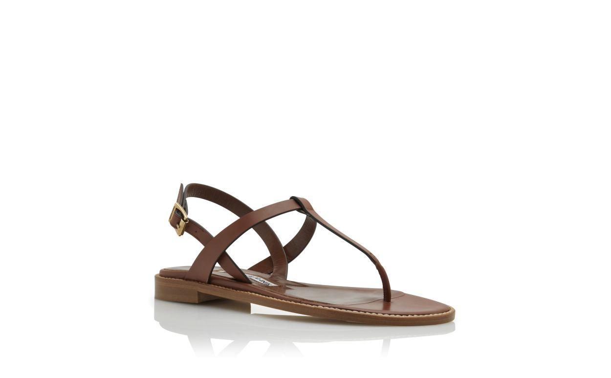 HATA Mid Brown Calf Leather Flat Sandals Product Image