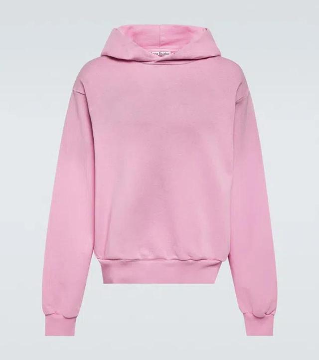 ACNE STUDIOS Logo Distressed Jersey Hoodie In Cotton Candy Pink Product Image