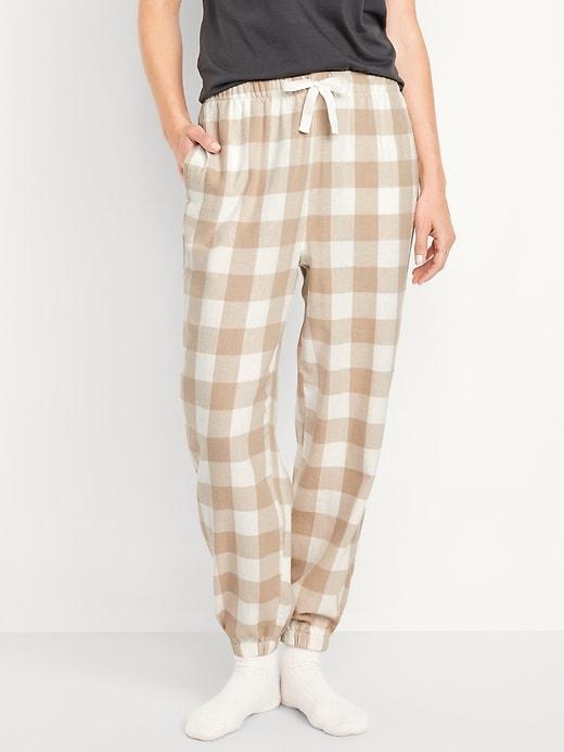 High-Waisted Flannel Pajama Joggers Product Image