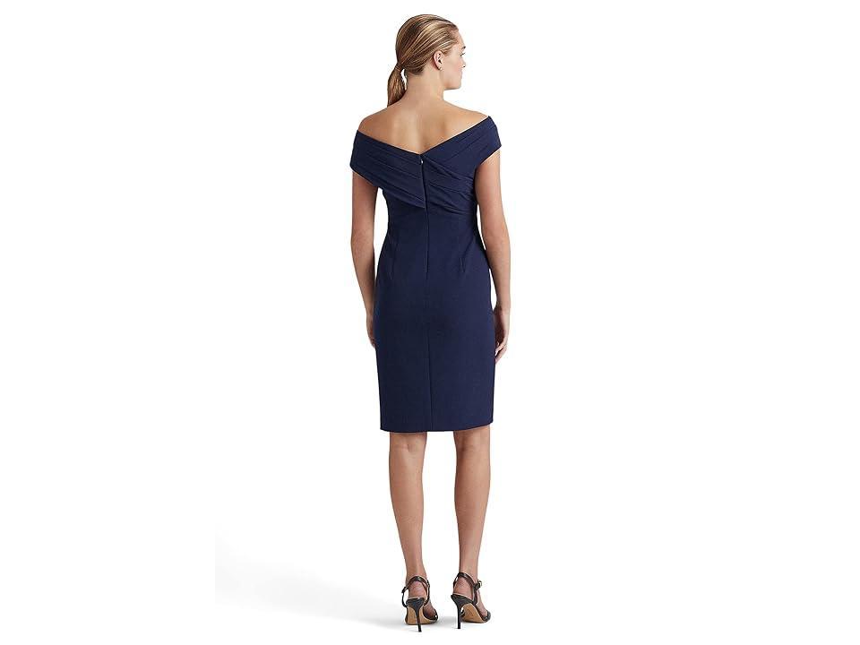 Lauren Ralph Lauren Crepe Off-the-Shoulder Cocktail Dress (Lighthouse ) Women's Dress Product Image