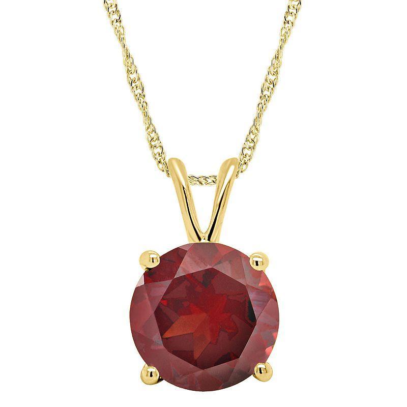 Alyson Layne 14k Gold Round Garnet Pendant Necklace, Womens Product Image