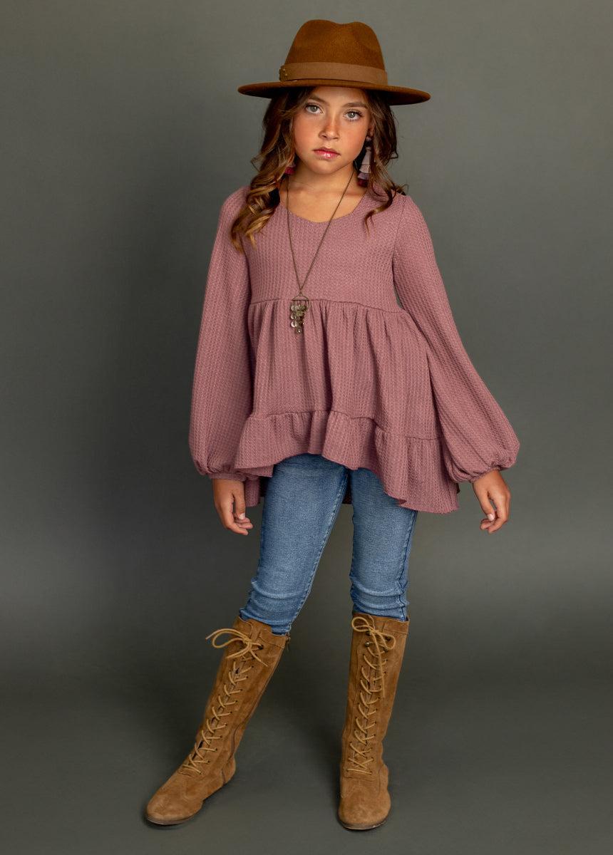 Laila Henley Top in Mauve Product Image