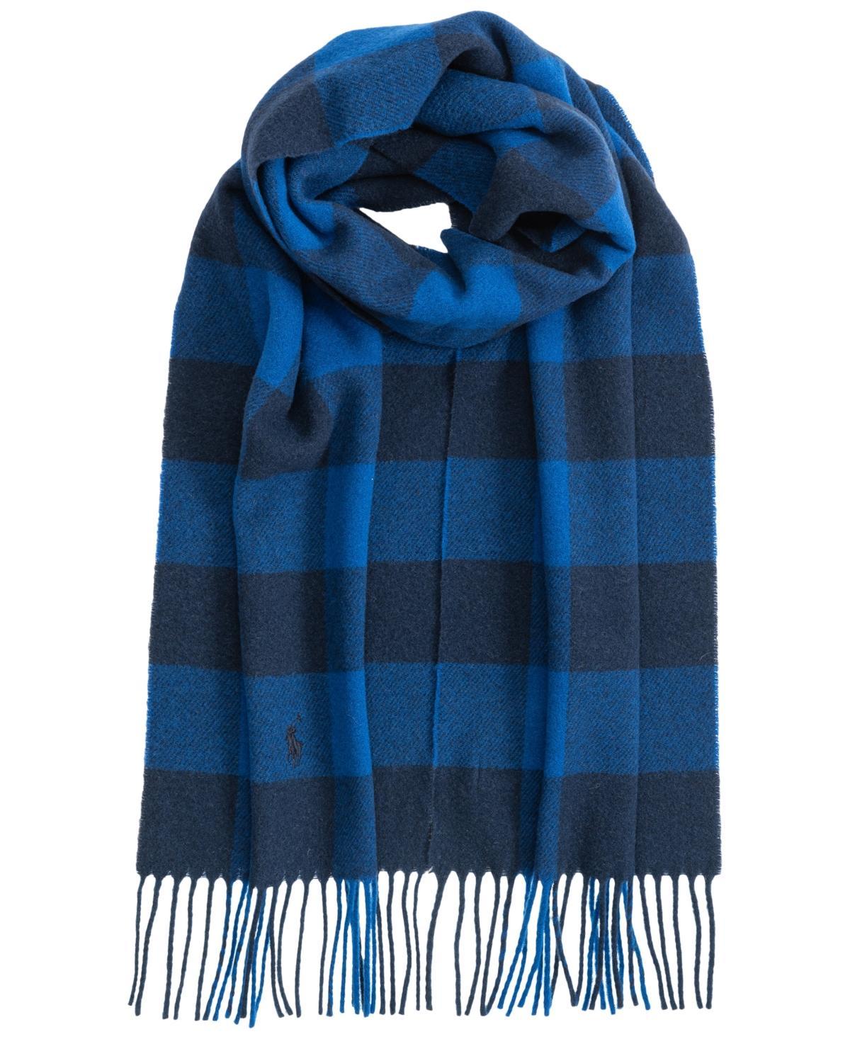 POLO RALPH LAUREN Men's Woolen Plaid Scarf In Royal Multi Product Image