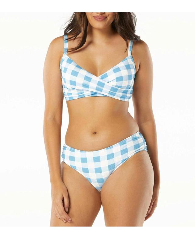 BEACH HOUSE Summer Gingham Christa Wrap Bikini Top (Beach Blue) Women's Swimwear Product Image