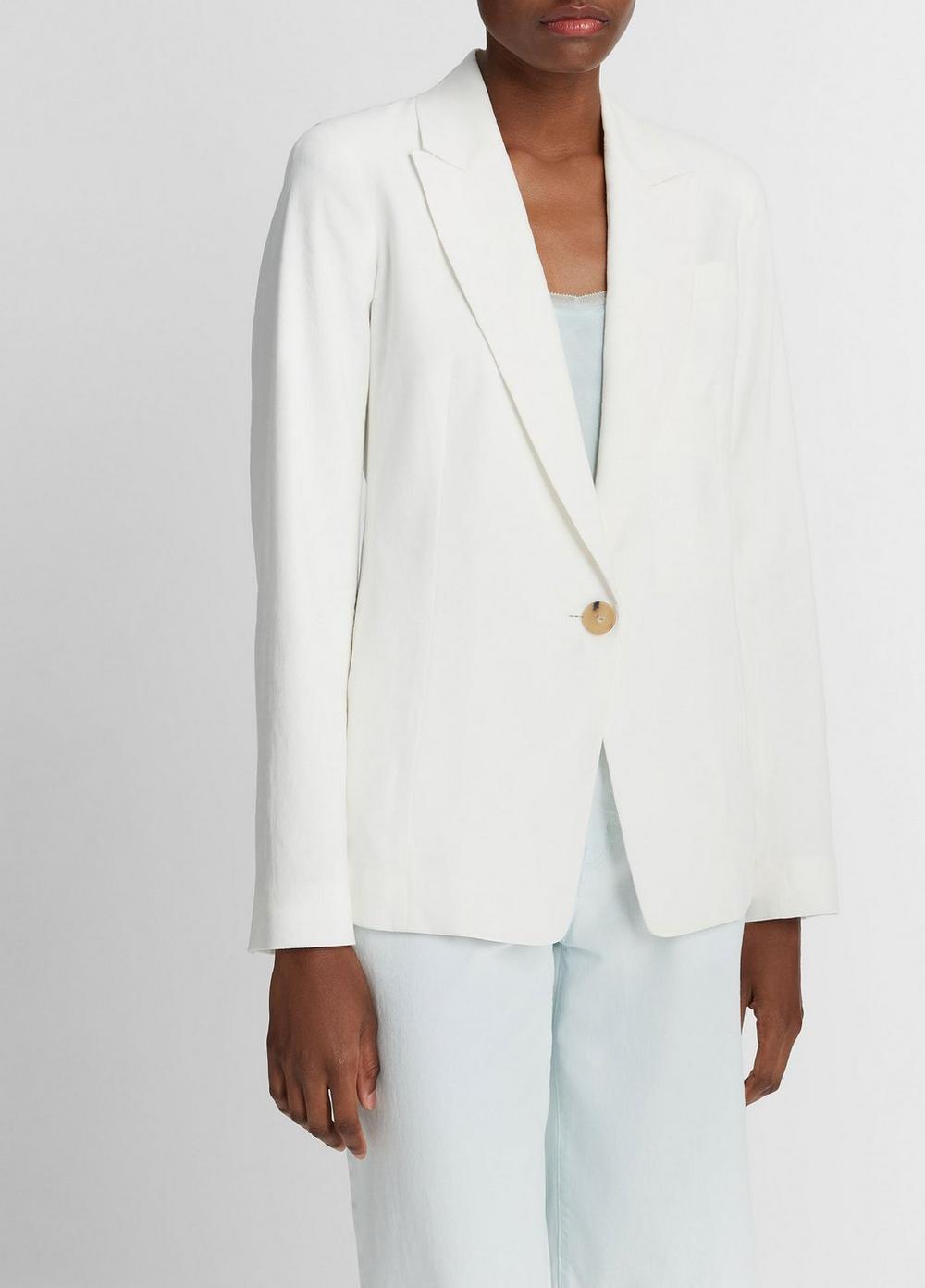 Linen-Blend Single-Breasted Blazer Product Image