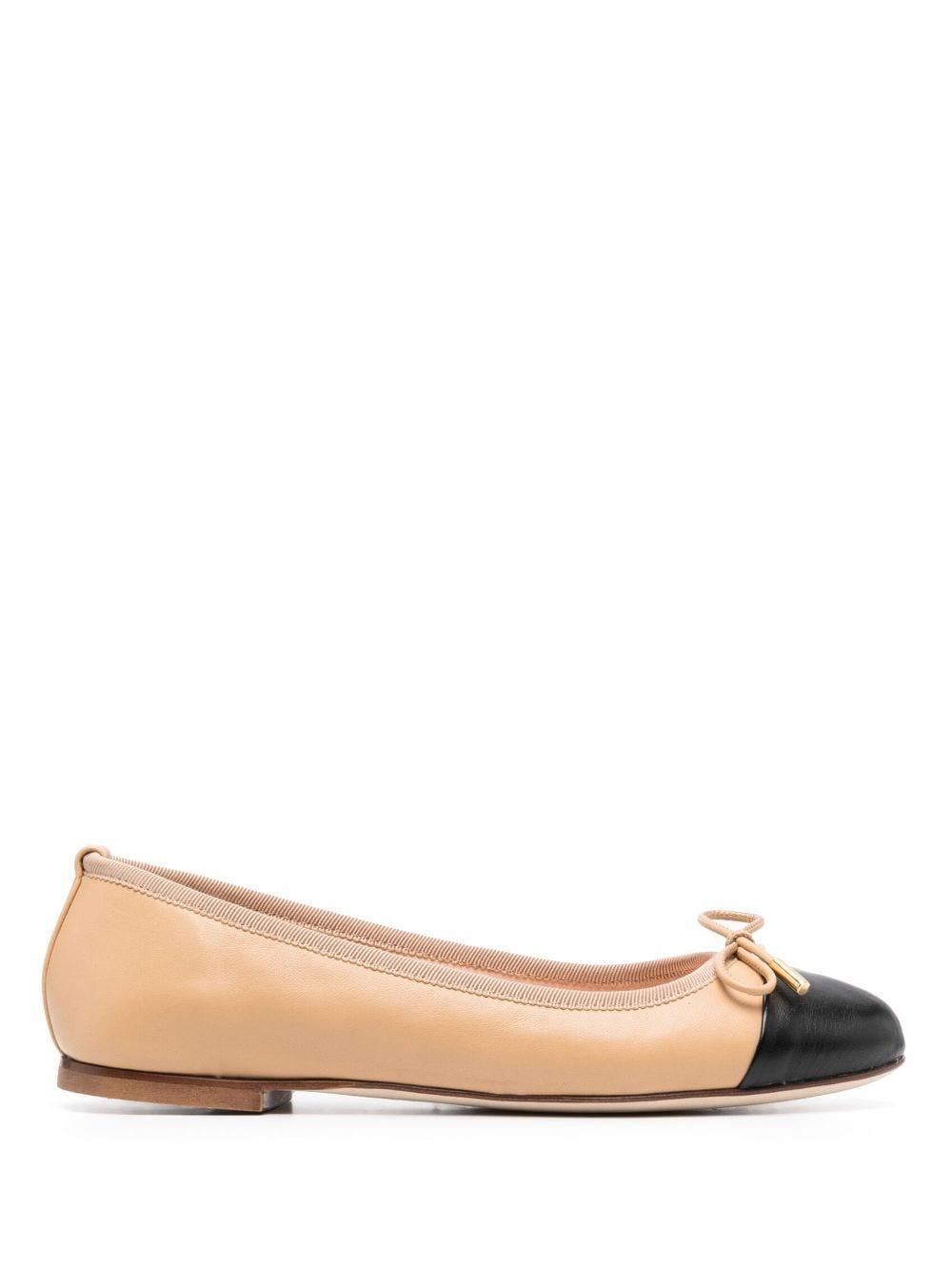 contrasting-toecap leather ballerina shoes Product Image