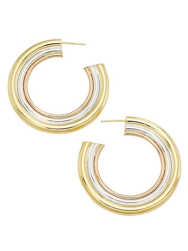 Womens Jada Tri-Tone Sterling Silver Hoop Earrings Product Image