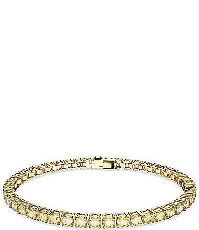 Swarovski Matrix Green Crystal Tennis Bracelet in Gold Tone Product Image