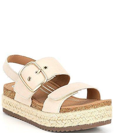 Aetrex Vania Leather Buckle Detail Platform Espadrille Sandals Product Image