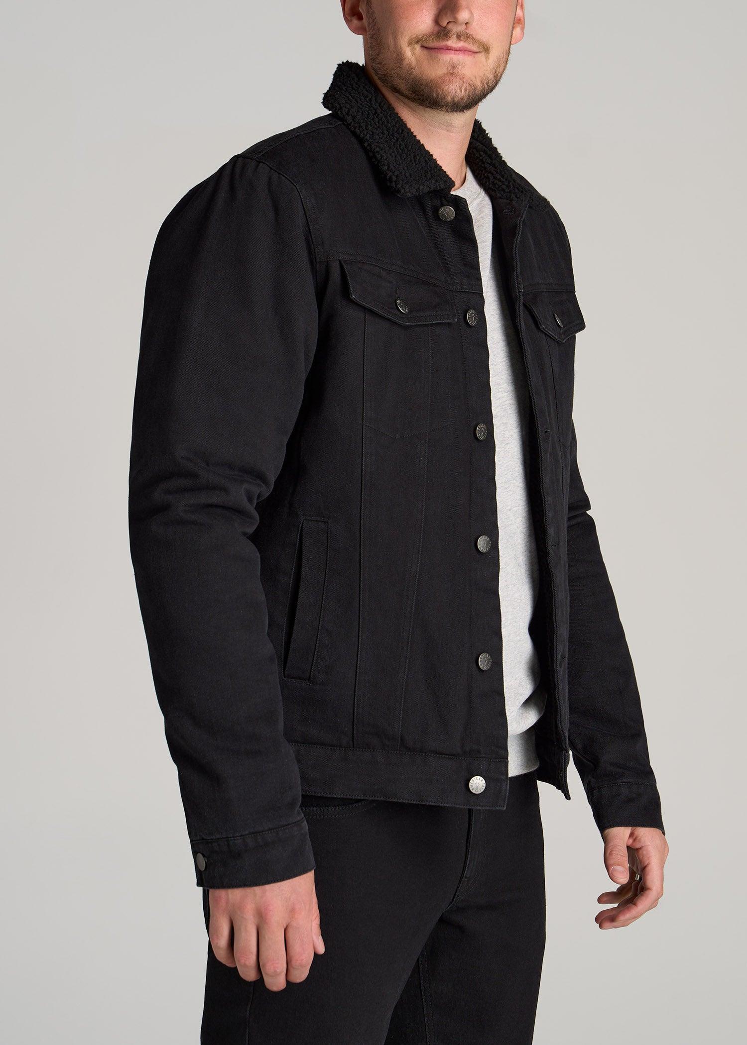 Denim Sherpa Tall Men's Jacket in Onyx Black Wash Male Product Image